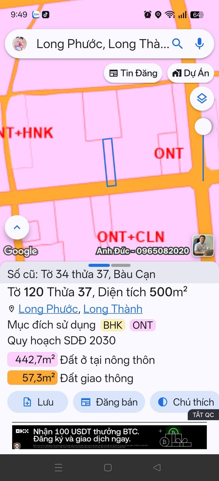 Đất nền Long Phước, Long Thành 500m² - Sổ đỏ chính chủ!