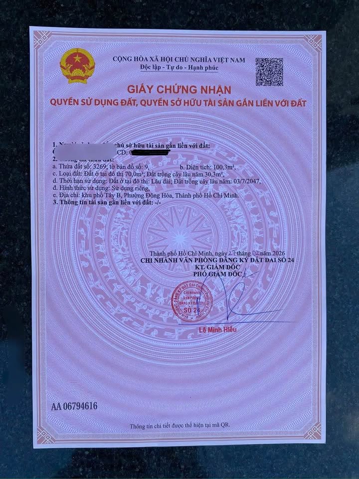 Lô đất Đường Cây Da Dĩ An 100m² - Sổ đỏ chính chủ!