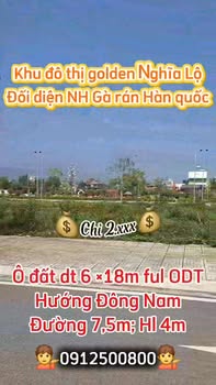 Đất nền Golden Nghĩa Lộ 108m² - Sổ đỏ chính chủ