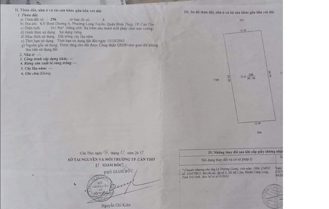 Bán đất Phường Long Hòa, Cần Thơ 83m² - Sổ đỏ CLN, Giá tốt