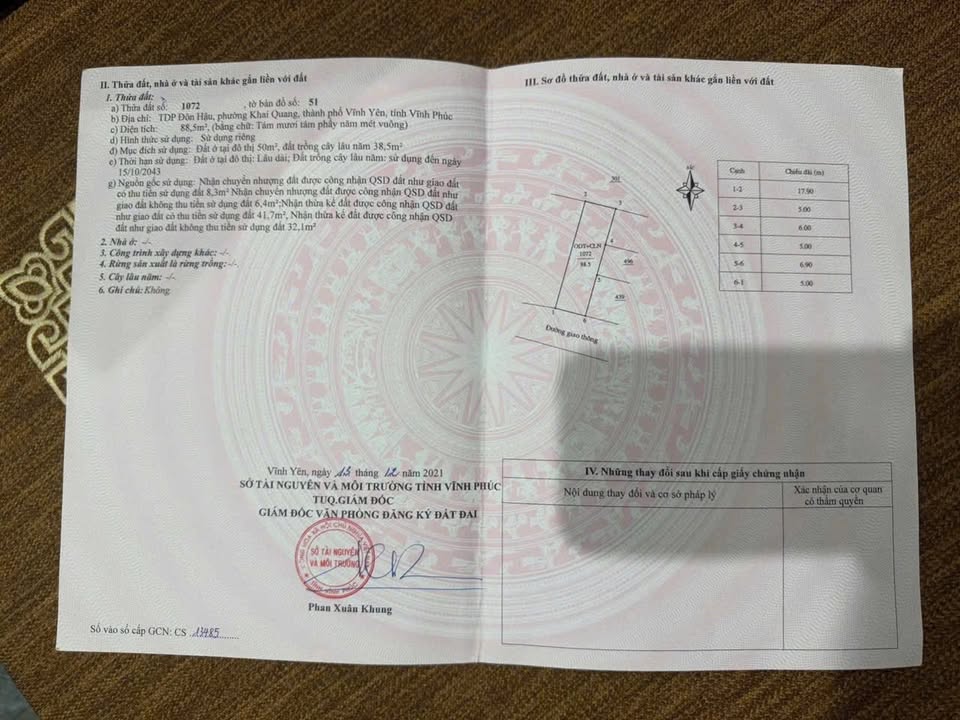 Đất nền Vĩnh Yên 88.5m² giá 2.5 tỷ - Sổ đỏ chính chủ!