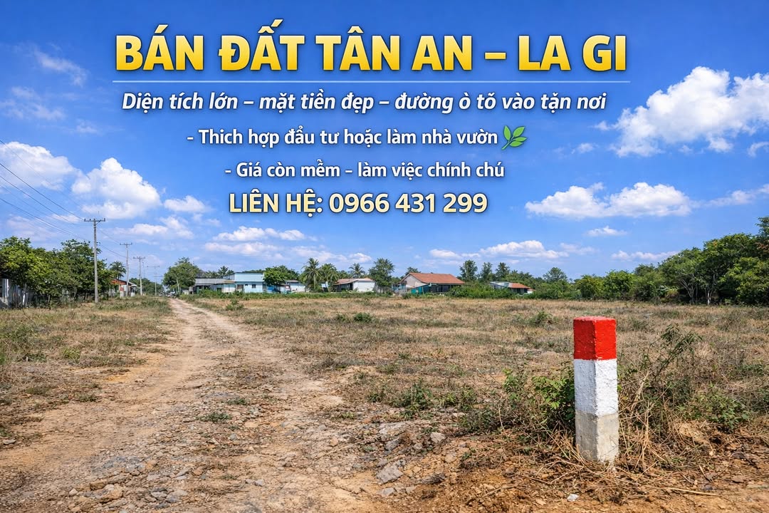 Đất nền Tân An, La Gi 500m² – Sổ đỏ chính chủ, 1.6 tỷ