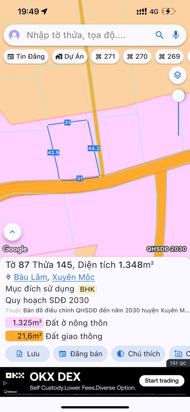 Đất nền Bàu Lâm, Xuyên Mộc 1348m² - Sổ đỏ chính chủ, tiềm năng sinh lời!