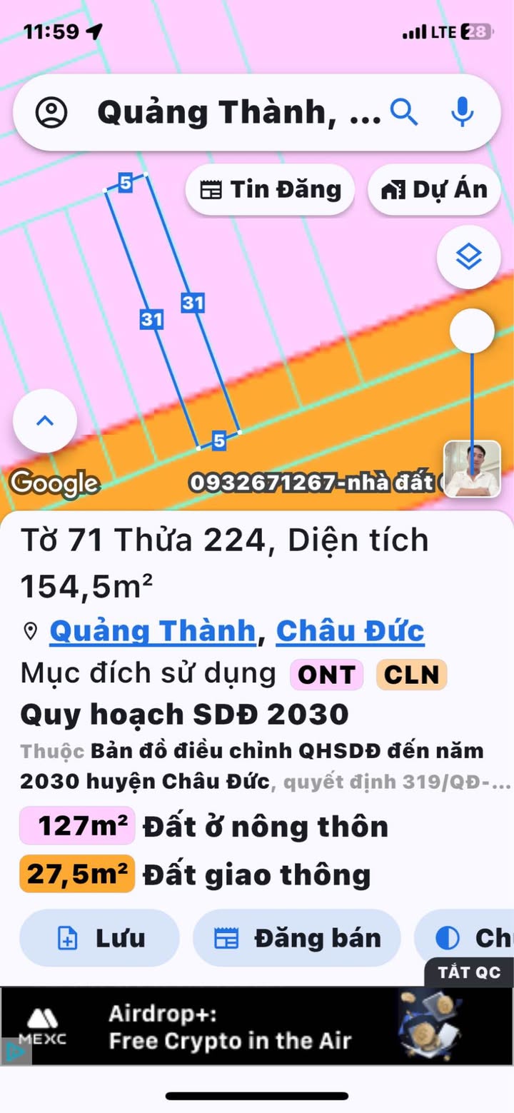 Đất Nền Mặt Tiền Đường 4m Xã Quảng Thành, Châu Đức - 700 Triệu