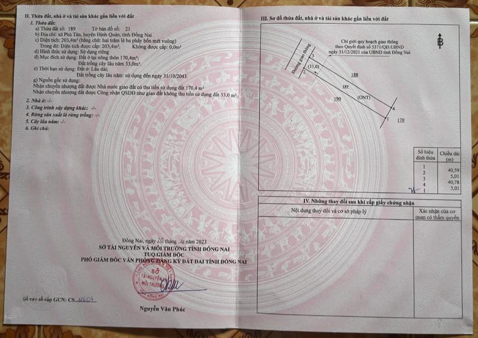 Đất nền Phú Vinh (Phú Tân cũ) Đồng Nai - 200m² Sổ hồng riêng, giá 399 triệu