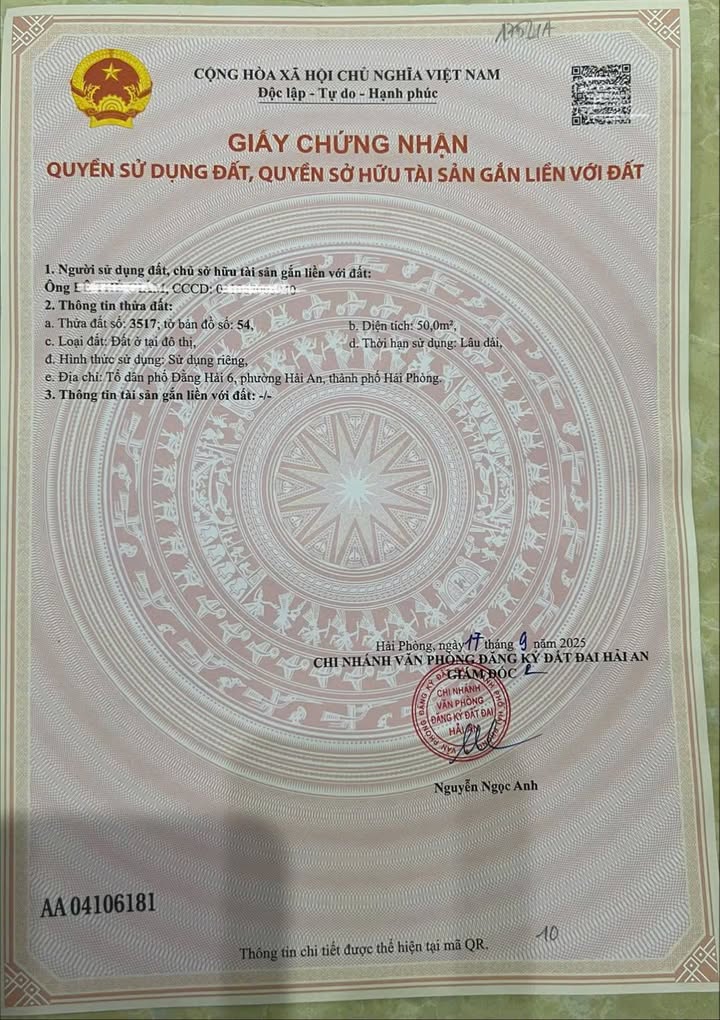 Đất nền Hàng Tổng Hải An 50m² 2.2 tỷ - Sổ đỏ chính chủ!