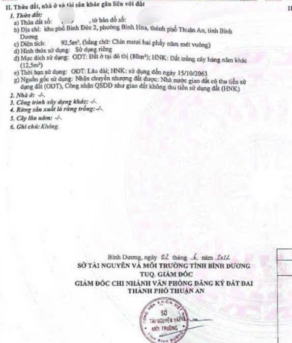 Đất Bình Hòa Thuận An 92m² 3.4 tỷ - Sổ đỏ chính chủ