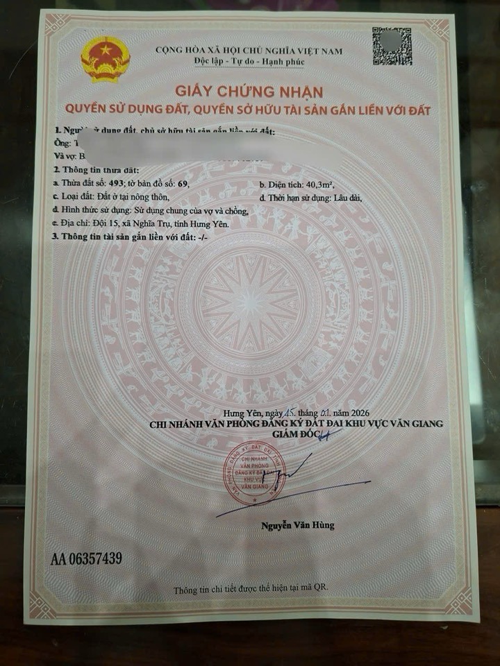 Đất nền Văn Giang 40m² giá 1 tỷ - Sổ đỏ sẵn, ô tô đỗ cửa!