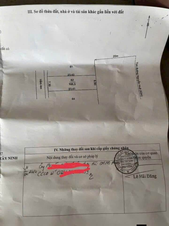 Đất Mặt Tiền Nguyễn Huệ, Hòa Thành, Tây Ninh - 161.41m² Thổ Cư Full