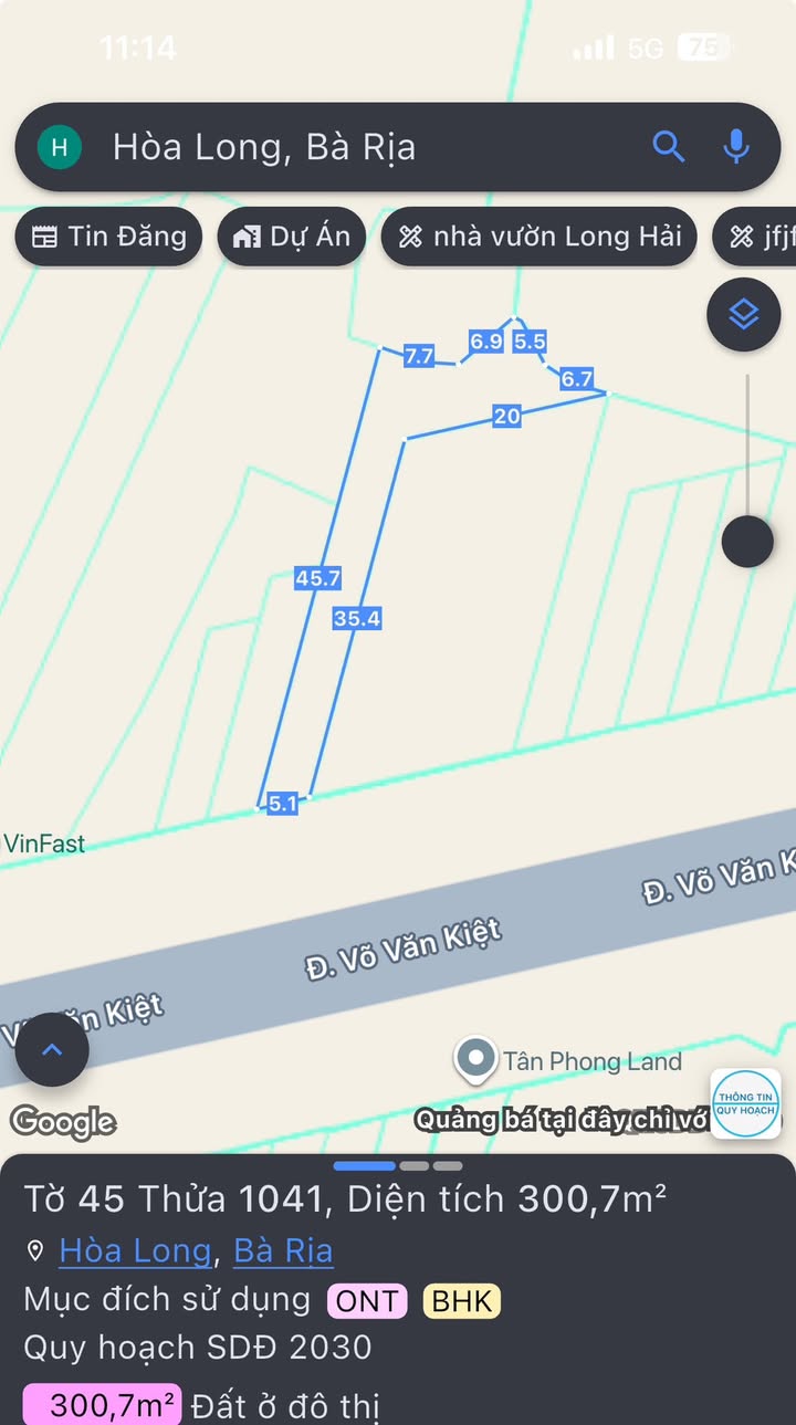 Bán đất mặt tiền Võ Văn Kiệt Bà Rịa 300m² giá 1.5 tỷ - Sổ hồng sẵn!