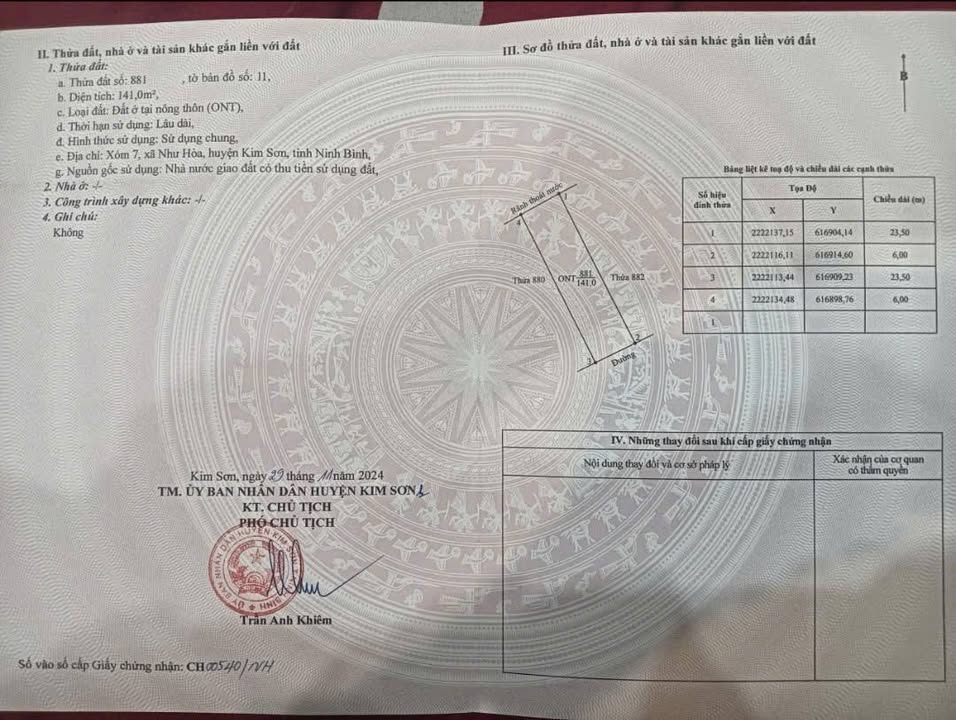 Đất Nền Kim Sơn, Ninh Bình 141m² Hướng Nam - Sẵn Sàng Xây Nhà