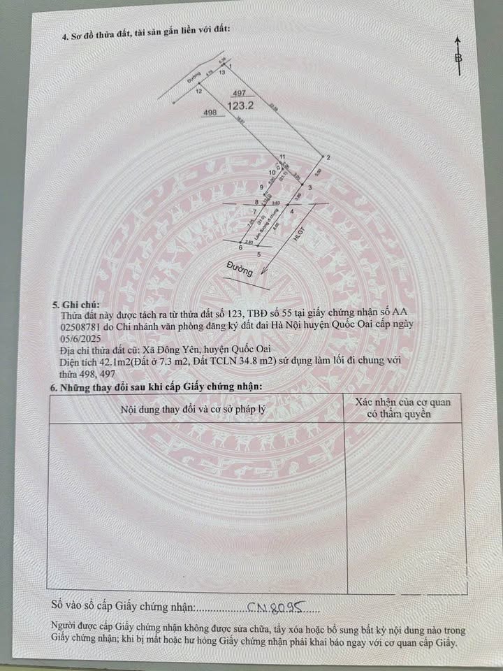 Đất nền Đông Hạ Quốc Oai 123m² Sổ đỏ chính chủ