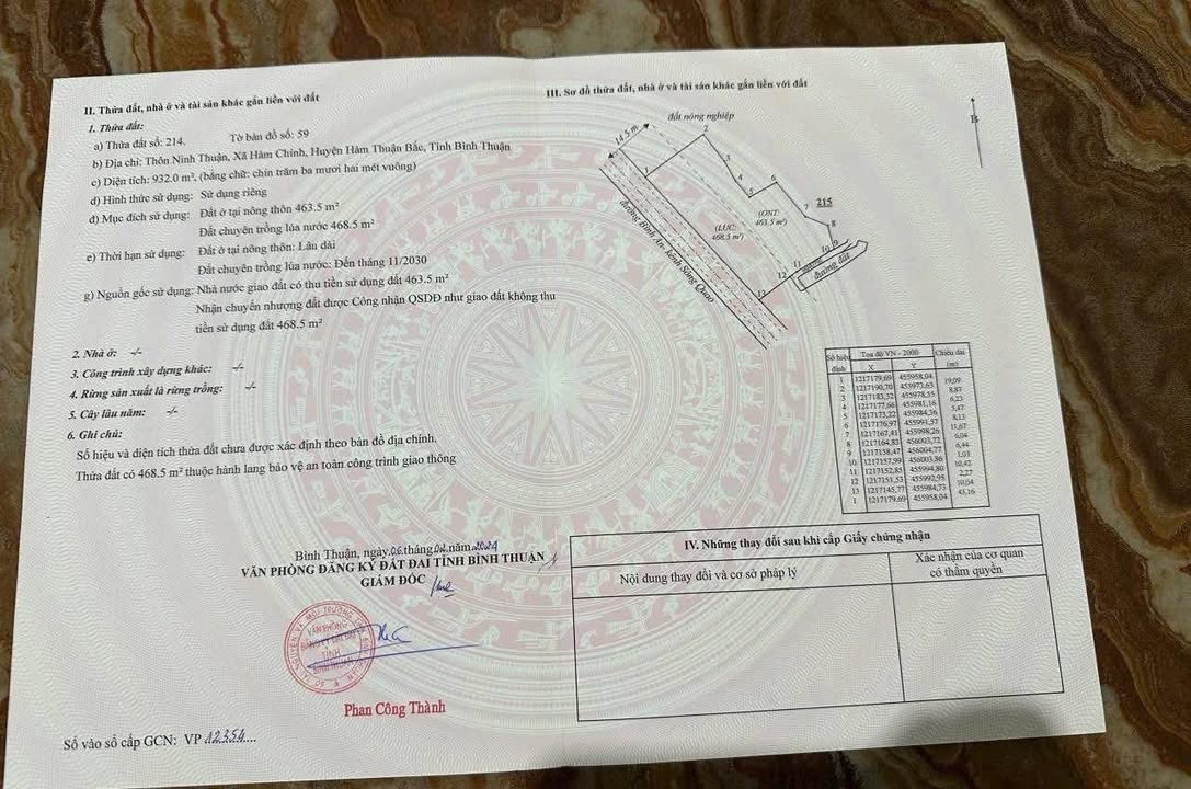 Đất Vườn 1000m² Bình An, Hàm Thuận Bắc - Sổ Hồng Riêng, Giá 1.1 Tỷ