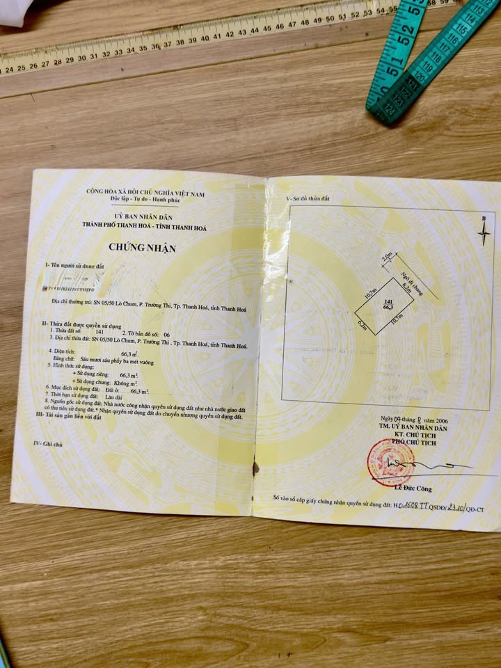 Đất Lò Chum, TP Thanh Hóa 66.3m² - Chính chủ, giá 1.75 tỷ, ngõ thông