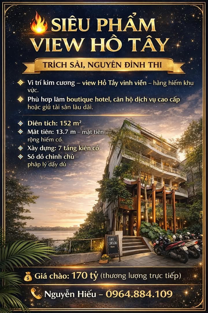 Nhà Mặt Tiền Trích Sài 152m² - View Hồ Tây Cực Hiếm - 170 Tỷ