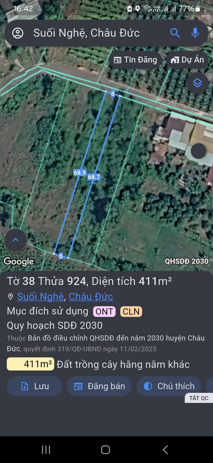 Đất nền Phước Vĩnh Tây Cần Giuộc 408m² - 1.5 tỷ Sổ đỏ chính chủ!