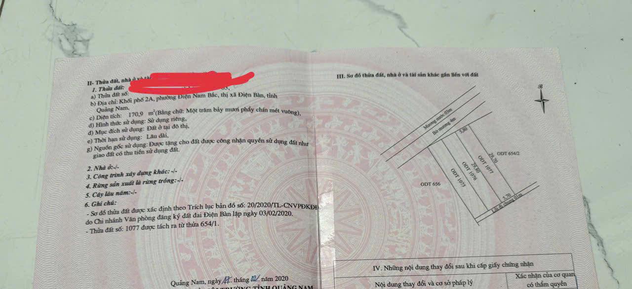 Đất nền Điện Nam Bắc Điện Bàn 171m² - Sổ đỏ chính chủ pháp lý rõ ràng
