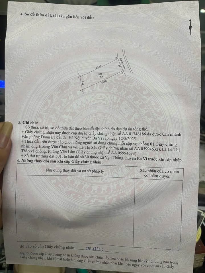 Đất Vạn Thắng Ba Vì 178m² - View Đồng Thoáng Đãng, Sẵn Sổ Hồng