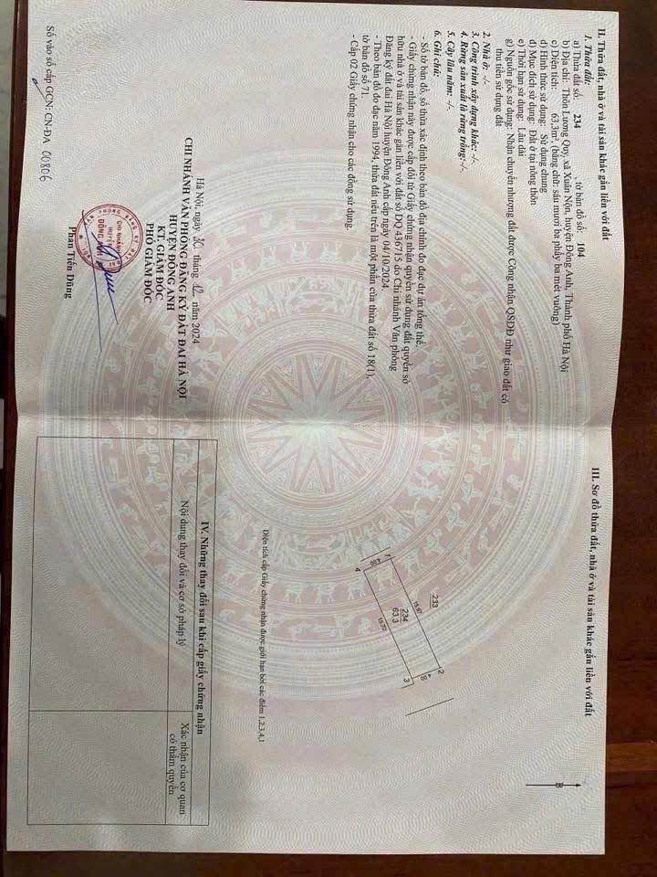 Bán đất Lương Quy, Đông Anh 63.3m² - Đường ô tô tránh, tiềm năng lên quận