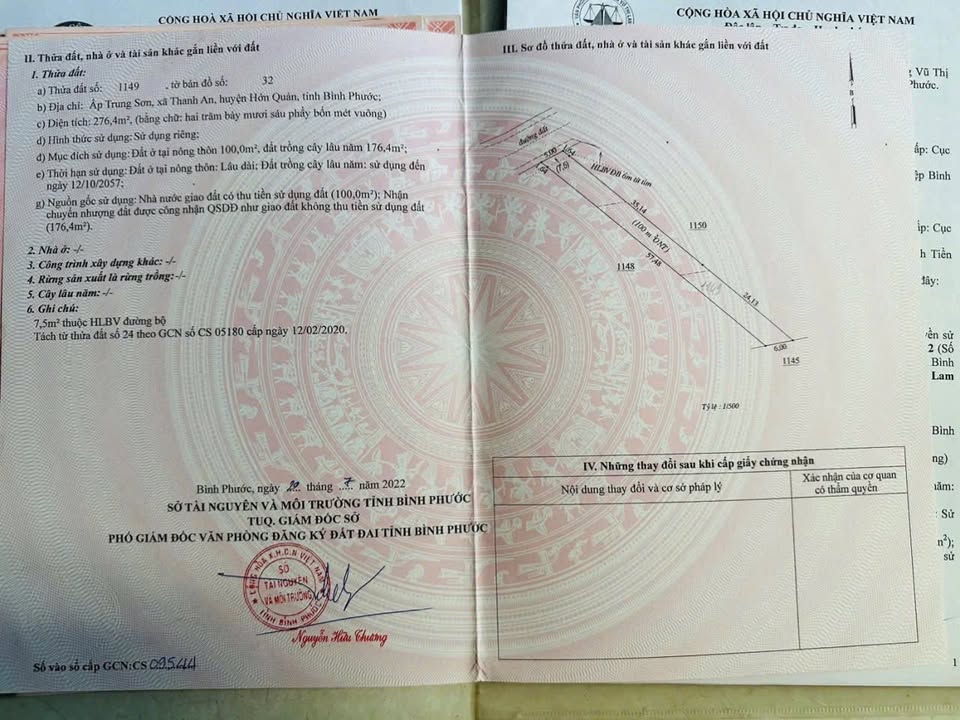 Đất nền Thanh An, Hớn Quản 250m² - Sổ đỏ chính chủ, giá tốt!