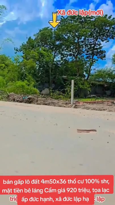 Đất nền Đức Hòa 162m² giá 920 triệu - Sổ đỏ chính chủ!