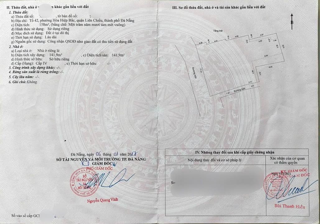 Nhà cấp 4 158m² kiệt 75 Nguyễn Văn Cừ, Đà Nẵng - Giá 2 tỷ, hướng Tây Nam