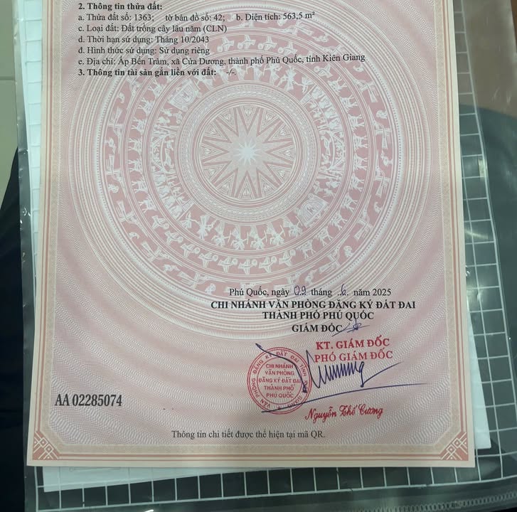 Đất Nền Phú Quốc 563m² Sổ Đỏ Ấp Bến Tràm - Tiềm Năng Đầu Tư Vượt Trội