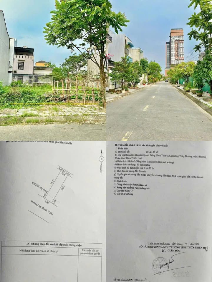 Đất KQH Đông Nam Thủy An 98m² giá 3.8 tỷ - Sổ hồng chính chủ!