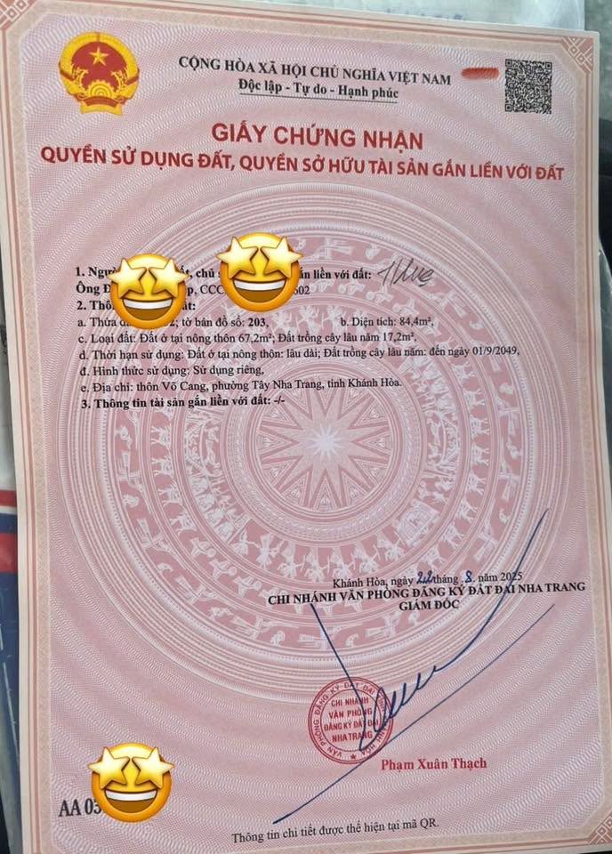 Đất nền có dãy trọ Võ Cang Nha Trang 2.399 tỷ - Sẵn dòng tiền ổn định!