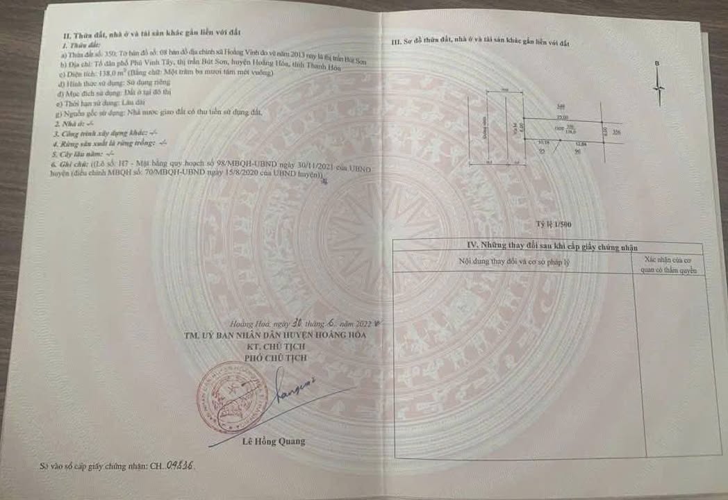 Đất nền Phú Vinh Thanh Hóa 138m² Hướng Tây - Giá 2.1 tỷ