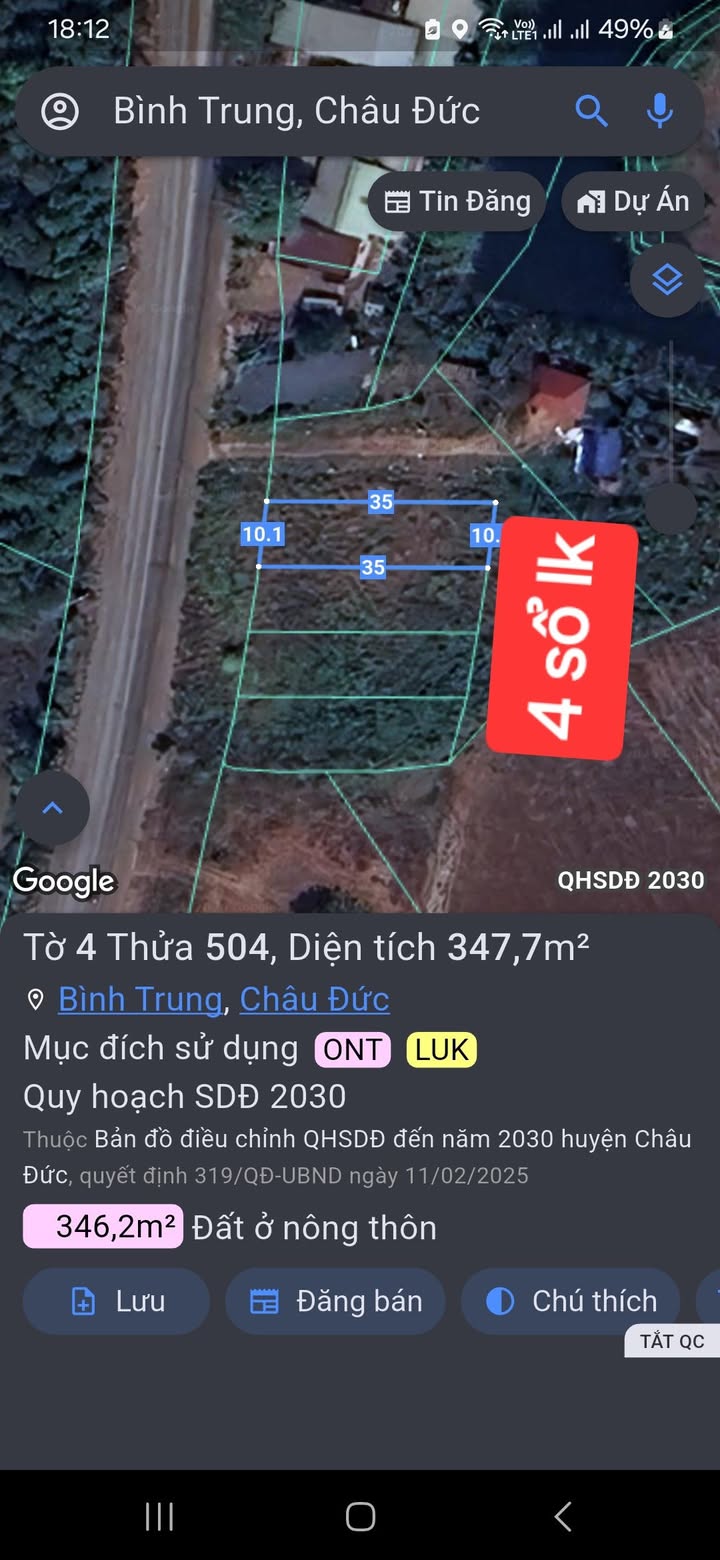 Đất nền Ba Trung Bình Chánh 350m² - Sổ đỏ chính chủ, tiềm năng tăng giá!