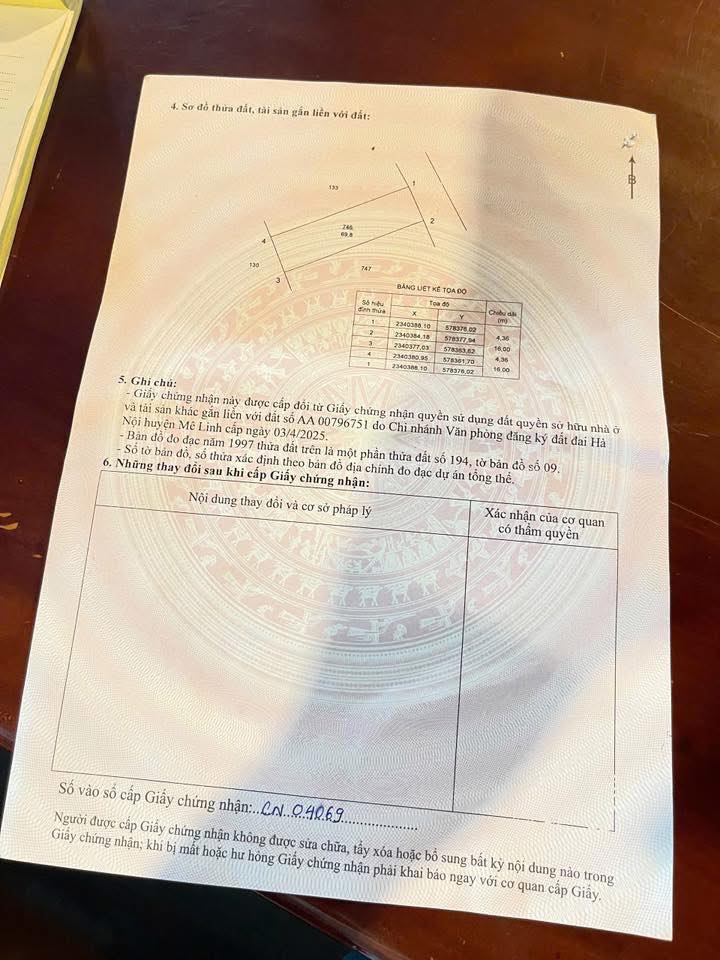 Đất thổ cư Mê Linh 69.8m² - Đường thông 4m, giá tốt nhất!