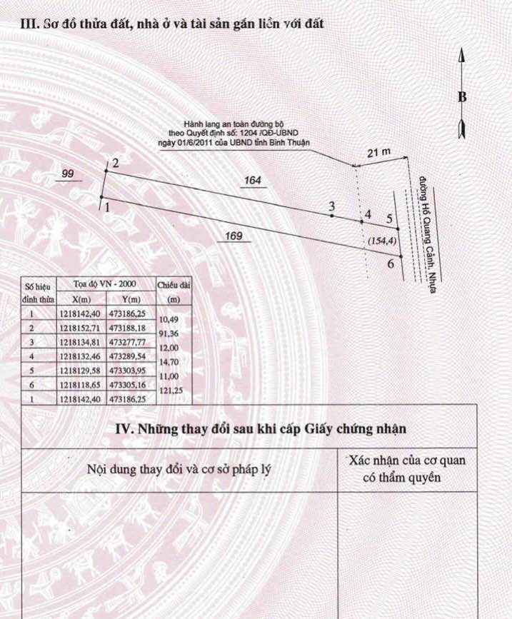 Đất Nền Mặt Tiền Hồ Quang Cảnh - 1255m² Giá 2 Tỷ Thiện Nghiệp