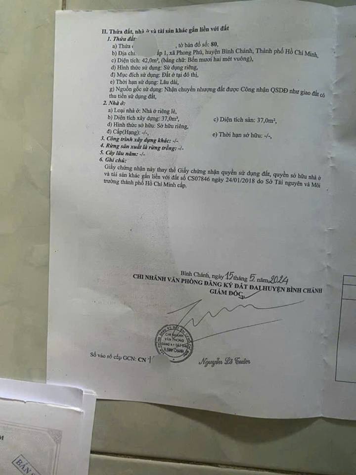 Nhà Sổ Hồng Riêng Xã Phong Phú Bình Chánh 42m² - Giá 1.75 Tỷ