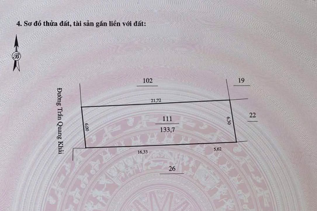 Bán đất mặt đường Trần Quang Khải 133m² giá 2.6 tỷ - Vị trí đắc địa kinh doanh ngay!