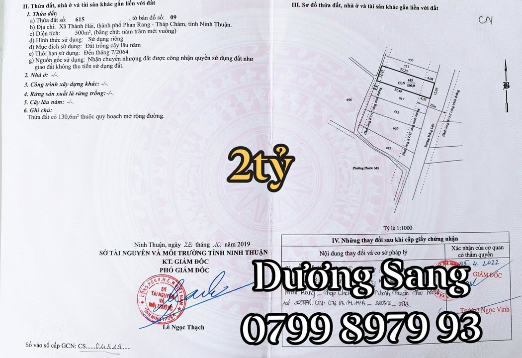 Đất nền Bảo An Phan Rang 500m² - Sổ đỏ chính chủ
