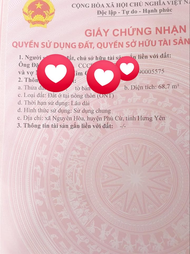 Đất nền Nguyên Hòa 69m² - 2 Mặt tiền, Sổ đỏ chính chủ!