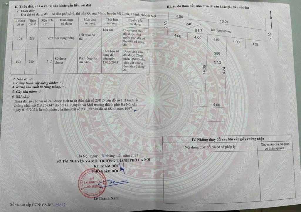 Nhà 2 mặt tiền 57.2m² tại Quang Minh, Phú Xuyên - Sổ đỏ full thổ cư, giá hơn 3 tỷ