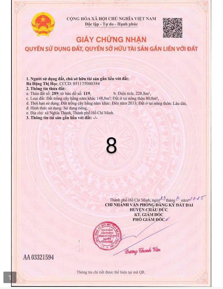 Đất nền Châu Đức 230m² - Sổ sẵn 499 triệu, ô tô tránh