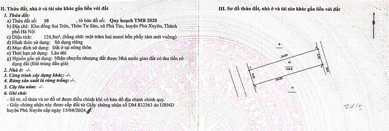 Đất nền Đồng Soi, Phú Xuyên 124.8m² - Pháp lý rõ ràng!