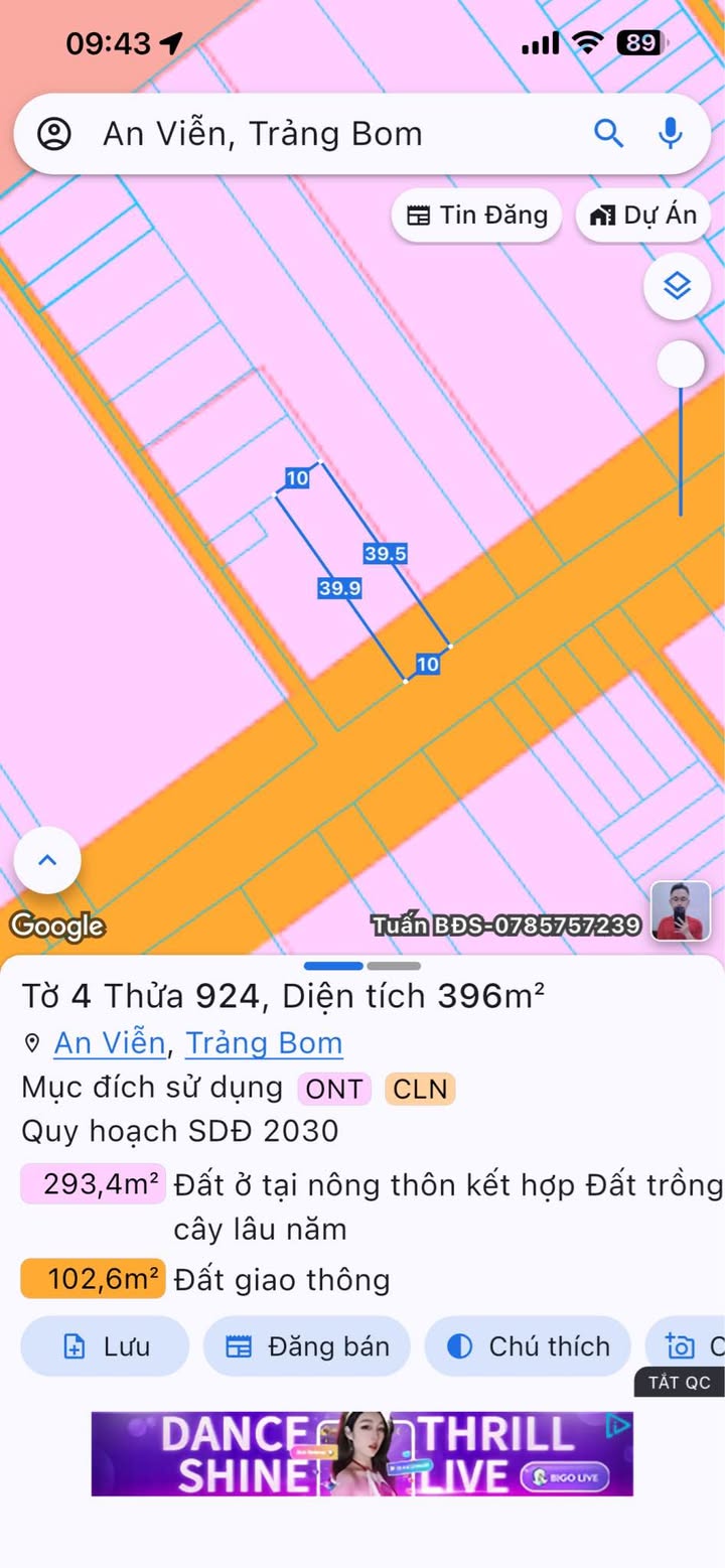 Bán Đất Mặt Tiền Trần Vĩnh Lộc, Trảng Bom - 390m² Kinh Doanh + 6 Phòng Trọ, Giá 5.x Tỷ