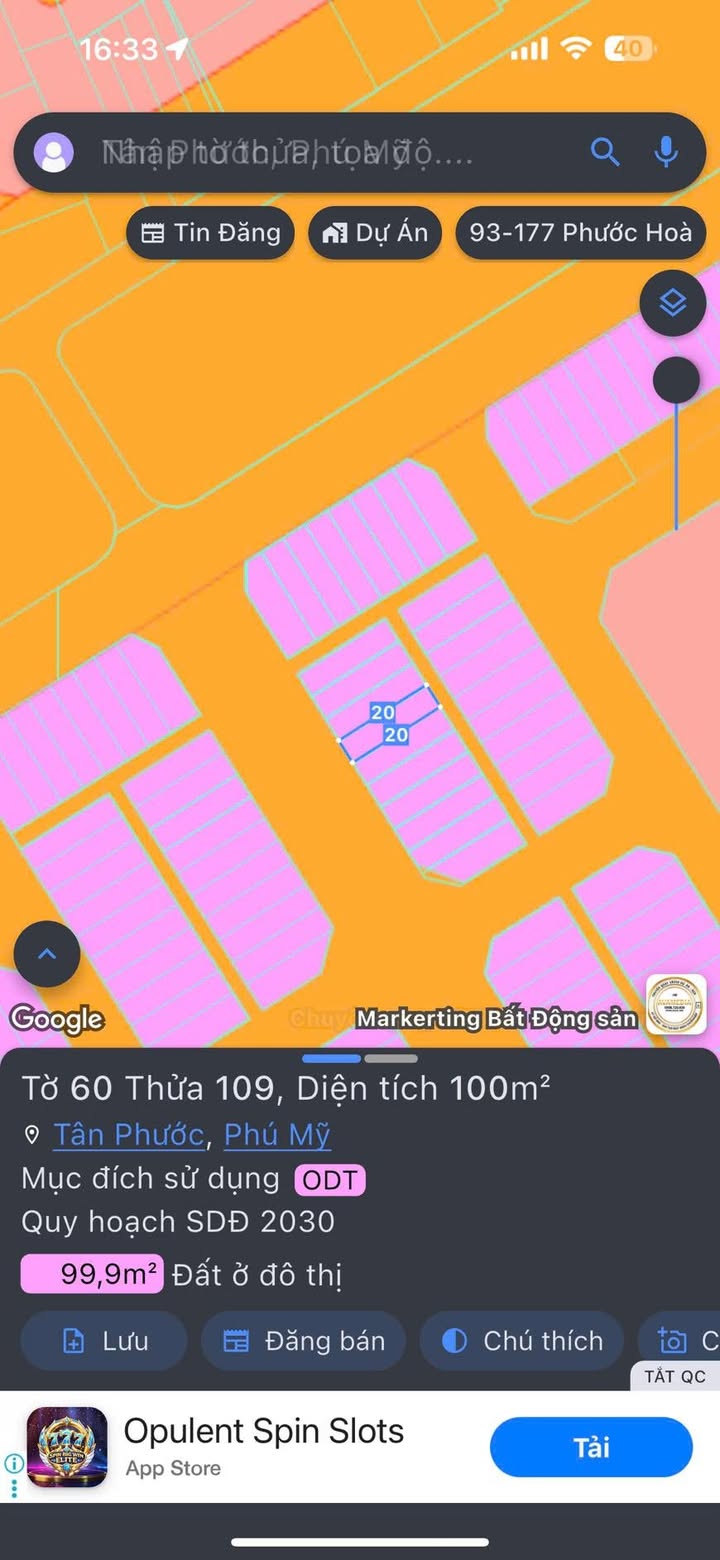 Đất Tái Định Cư Tân Phước, Phú Mỹ - Sổ Sẵn, Đường Đôi 100m²