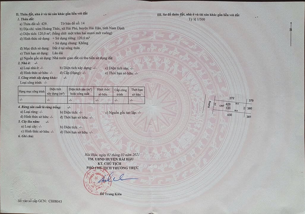 Bán Đất Xã Hải Phú, Nam Định - 120m² Full Thổ Cư, Gần Chợ 920 Triệu