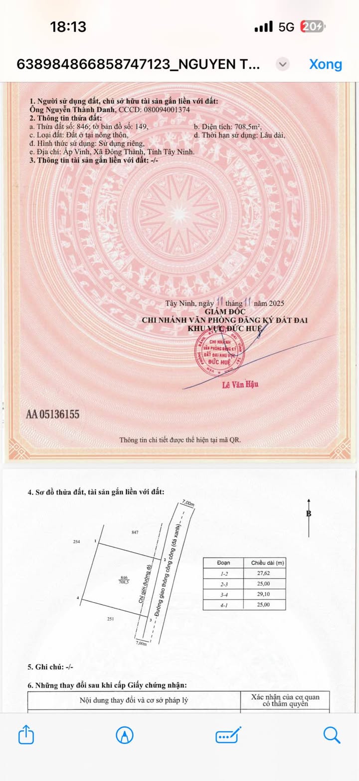 Bán Đất Xã Mỹ Thạnh Đông, Đức Huệ - 1116m², 1.6 Tỷ, Sổ Thổ Cư Sẵn