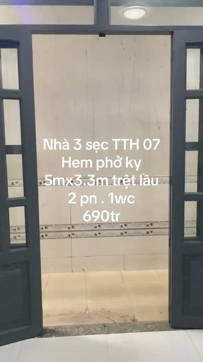 Nhà 2PN, 17m² P.Tân Thới Hiệp, Q12 - Giá 690 Triệu, Sổ Hồng Chung