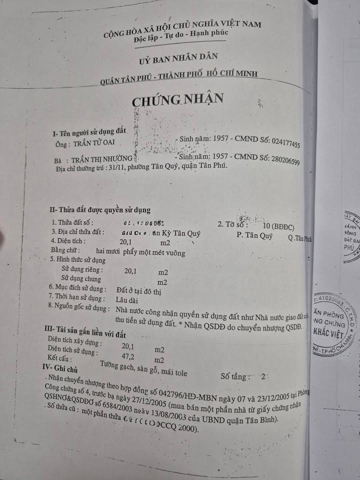 Nhà riêng Tân Kỳ Tân Quý, Tân Phú 20m² - Sẵn sàng ở ngay!