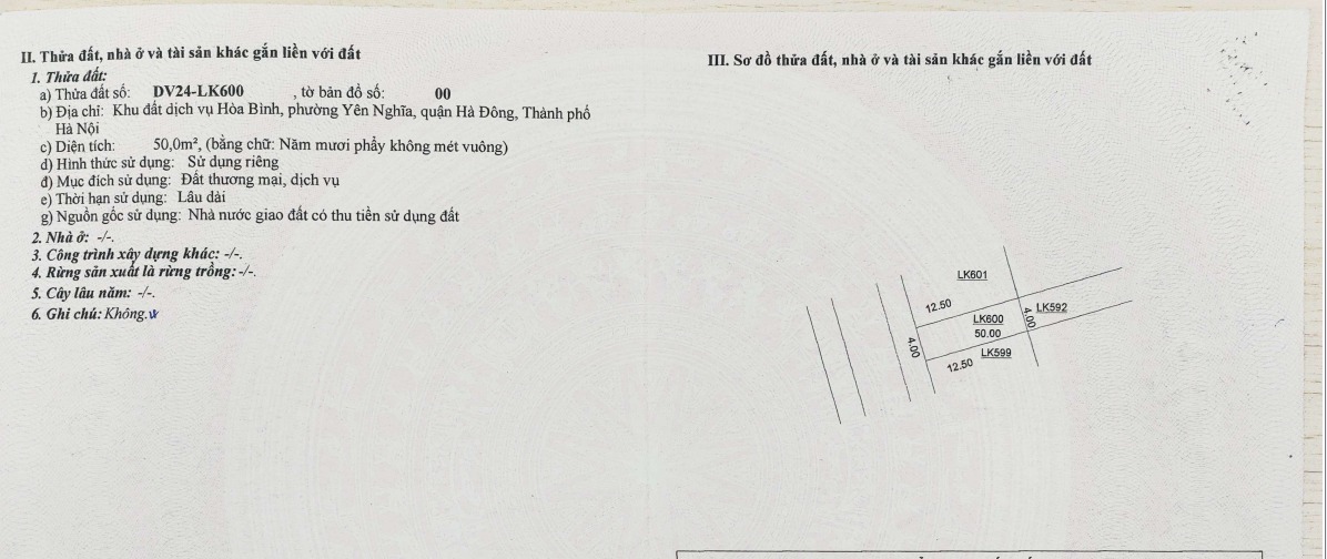 Đất nền Yên Nghĩa Hà Đông 50m² Sổ đỏ chính chủ