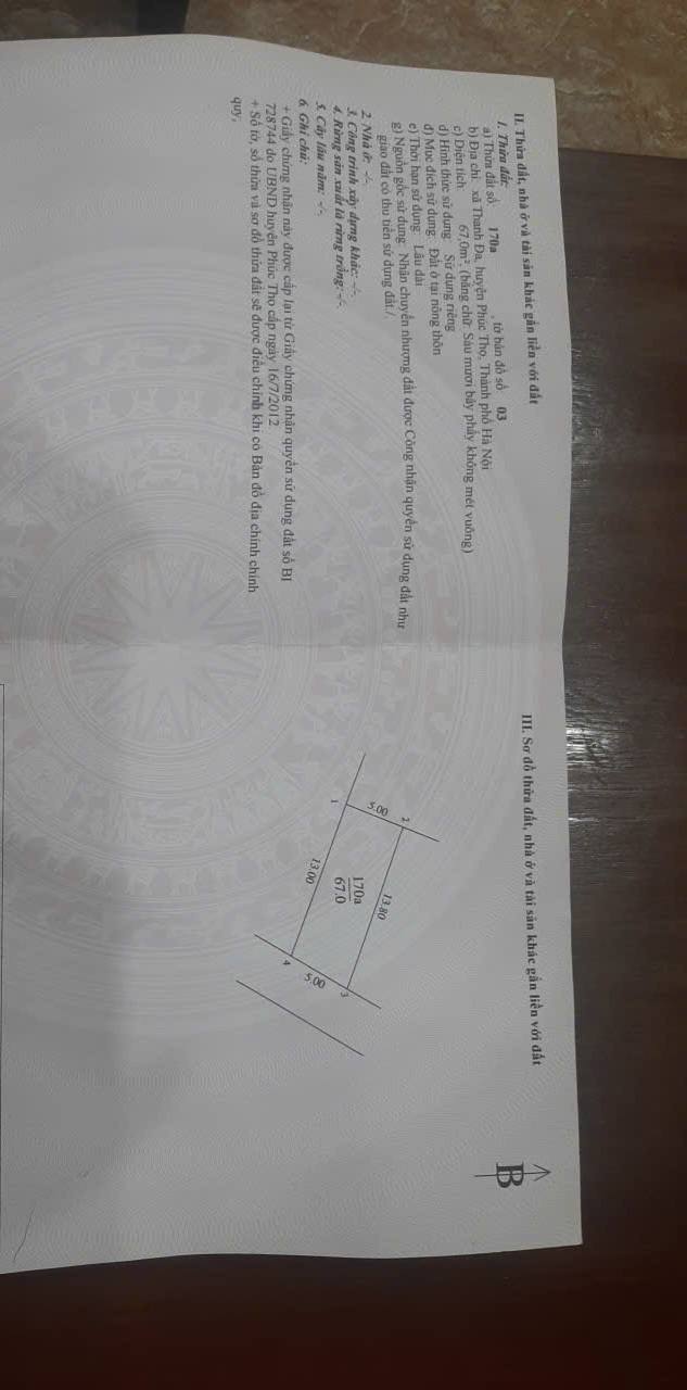 Đất nền Hát Môn, Phúc Thọ 67m² - Đường to ô tô, sổ đỏ chính chủ