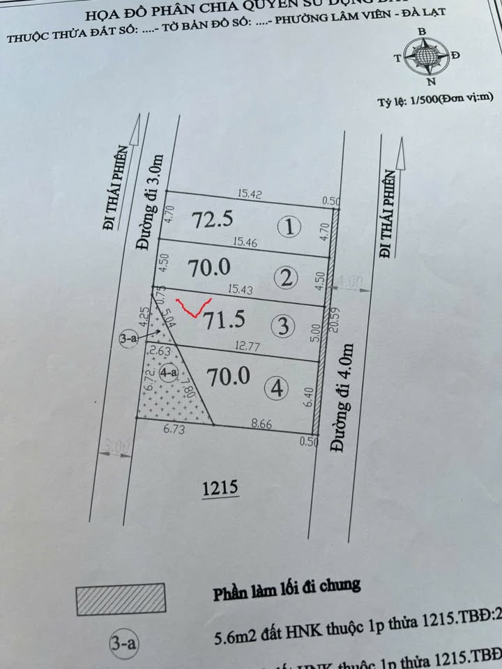 Đất nền Hòn Bồ P12 Đà Lạt 73m² 1.5 tỷ - Đường ô tô