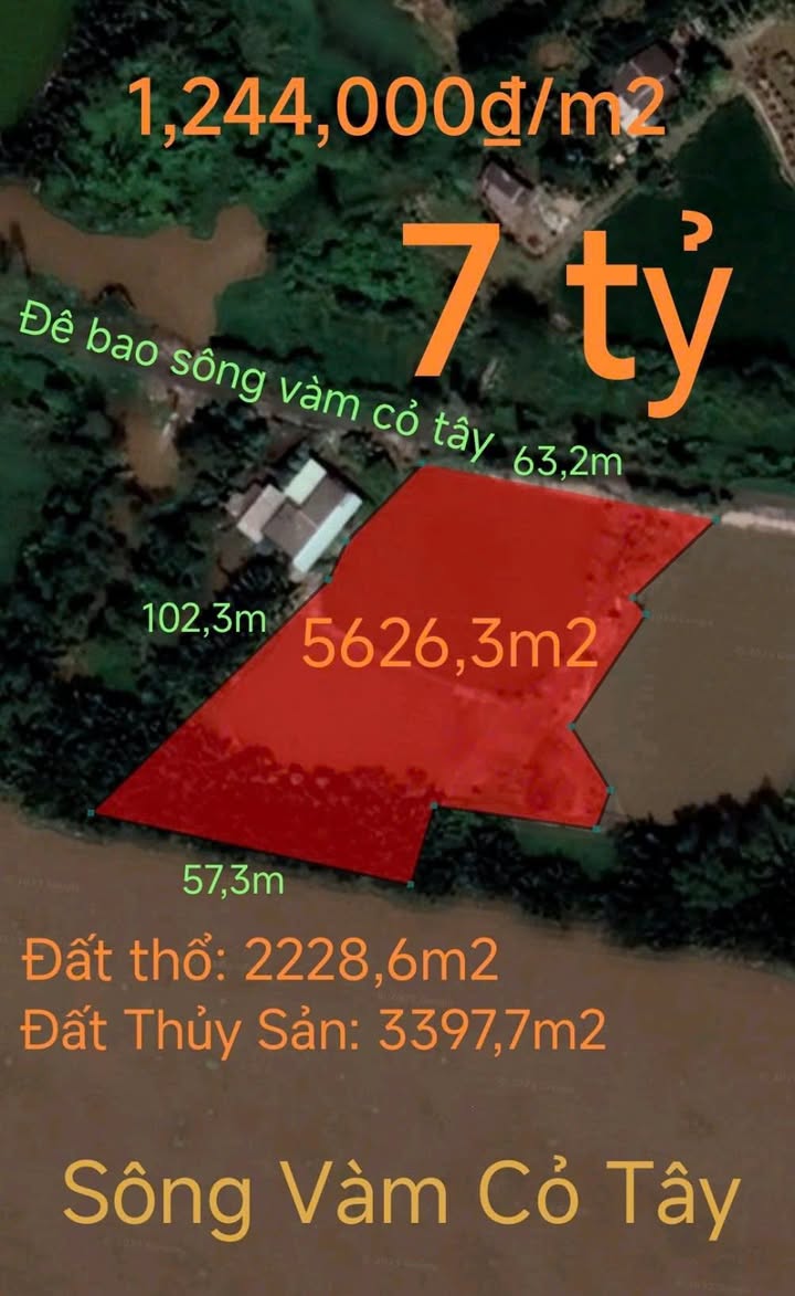 Đất nền Đức Tân Tân Trụ 5.626m² 7 tỷ - Sổ đỏ chính chủ